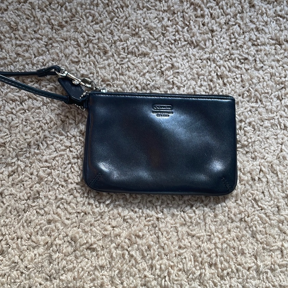 Coach black leather wristlet